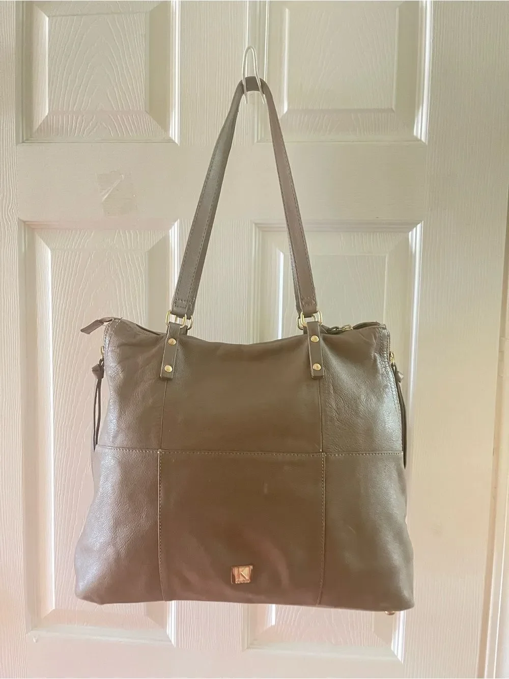 KOOBA leather tote hand bag with gold tone hardwares